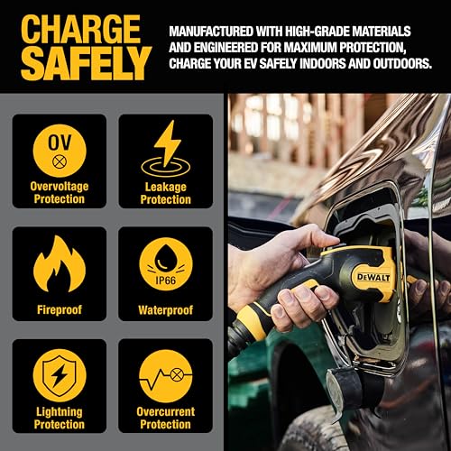 DEWALT Portable Electric Vehicle (EV) 120-240V Level 2 Charger up to 32 Amps, CSA Certified Indoor/Outdoor, NEMA 5-15 and 14-50 Plug Adapters Included, 25 ft. Cable by DEWALT - Image 4