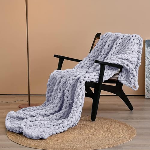 Couverture tricot épais chenille jaune finies les soirées fraîches