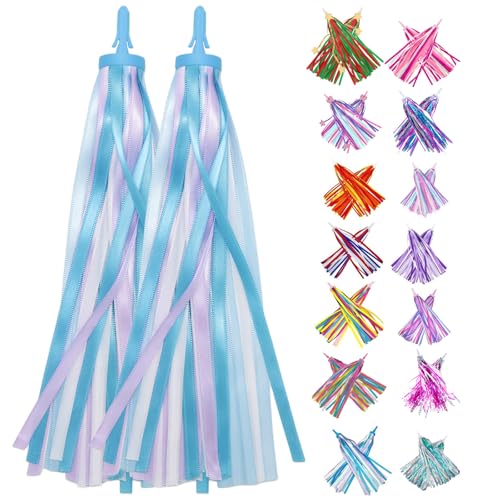 Handlebar Streamers Colorful Ribbons Tassel For Girls Boys Bicycle Handlebar Scooter Handgrip (blue 1pair)