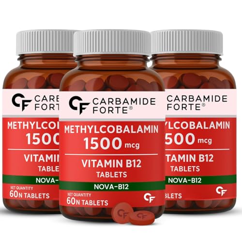 Image of Carbamide Forte Vitamin B12 Supplements - Methylcobalamin 1500mcg Vitamin b12 tablets| B12 supplement for men & Women | Active form of b12-60 Tablets (Pack of 3)