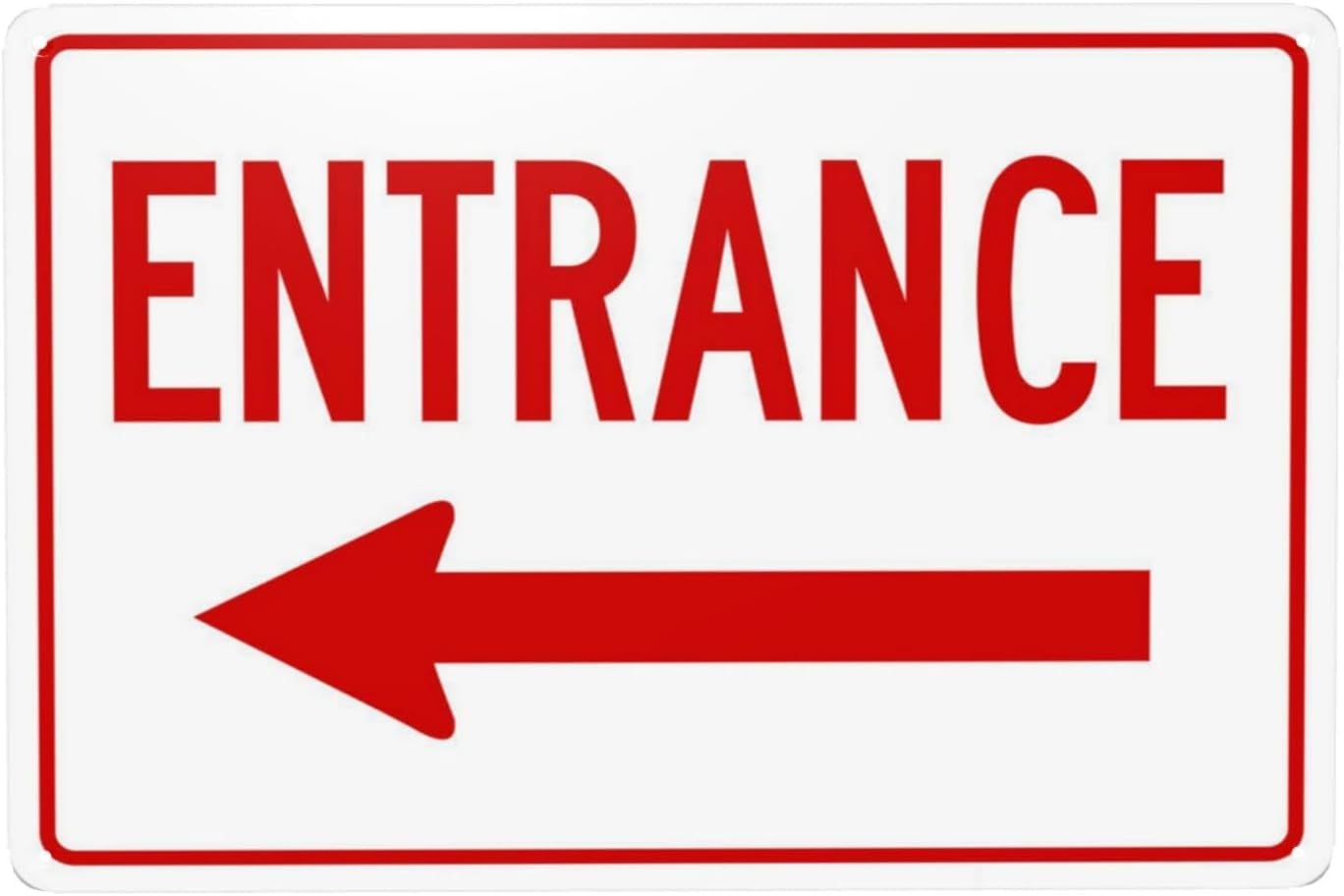 Left Arrow Entrance Rust Free Aluminum Sign - Security Warning Decor with Pre-Drilled Holes for Street Business, Office Lobby - 12x16 Inch​