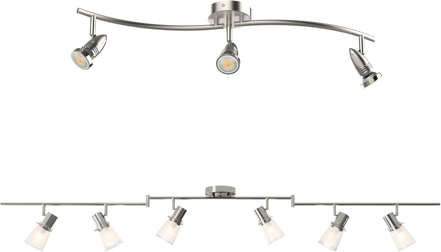 3/6 Brushed Nickel Ceiling Track Light Fixture (Bulbs not Included)