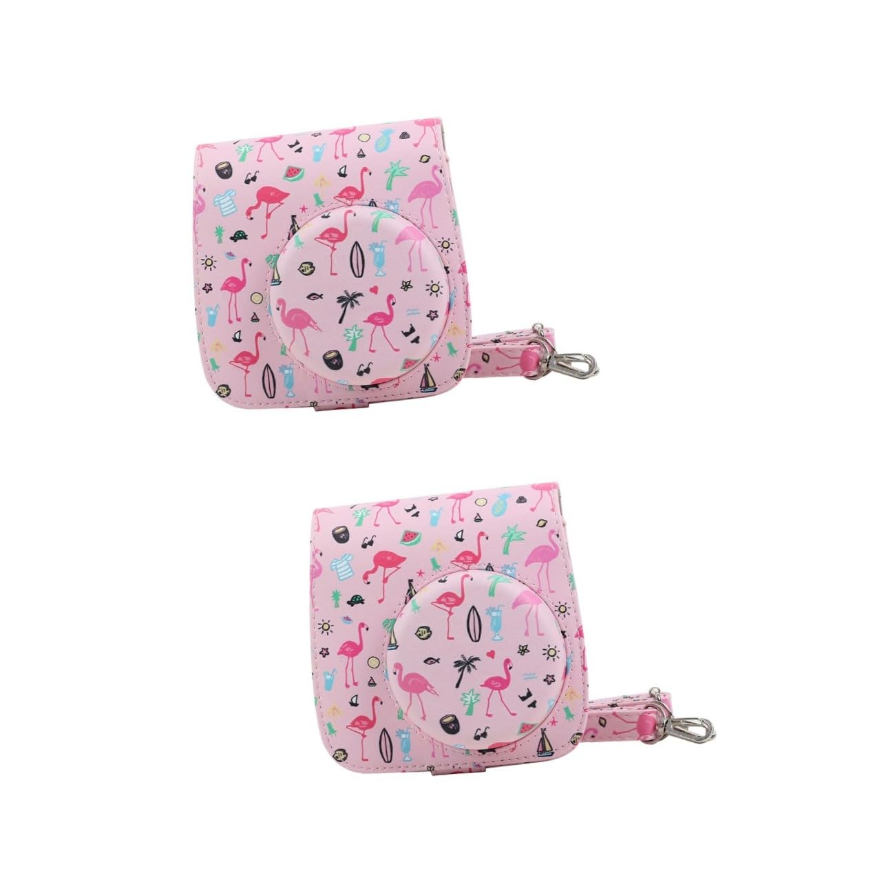HOMSFOU 2pezzi Borsa Protettiva Pu Fotocamera Istantanea Con Tracolla Design Elegante e Facile Da Pulire Compatibile Con Mini e Rosa