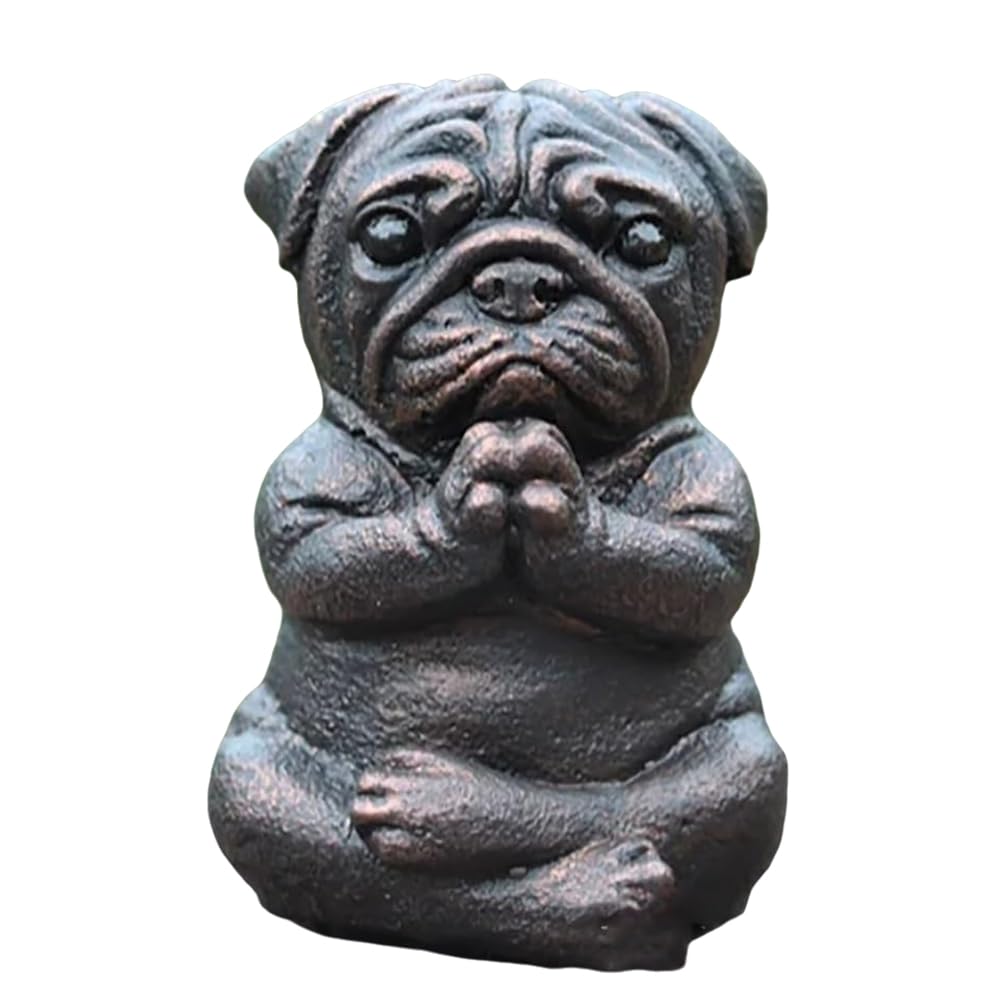 CTRLZS Meditation Dog Statue, Yoga French Bulldog Statue, Realistic Resin Pug Sculpture Home Decor, Gift for Pug Lovers A