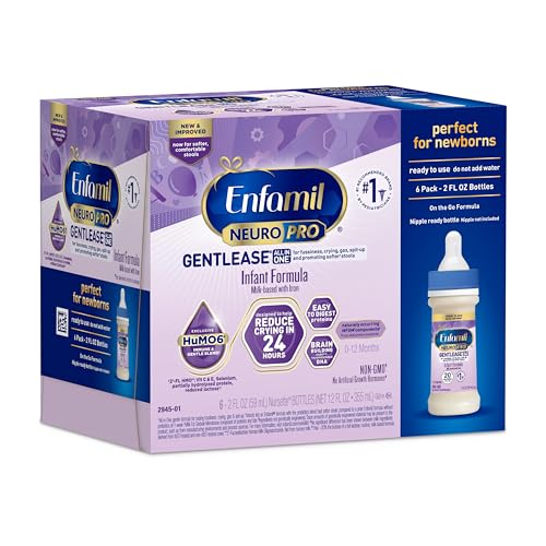Image of Enfamil NeuroPro Gentlease Ready-to-Feed with Smaller Proteins for Easy Digestion,Brain Supporting DHA, HuMO6* Blend, Baby Formula for easing Fussiness, Gas, Spit-up in 24hrs, 2 FL Oz, 6 count