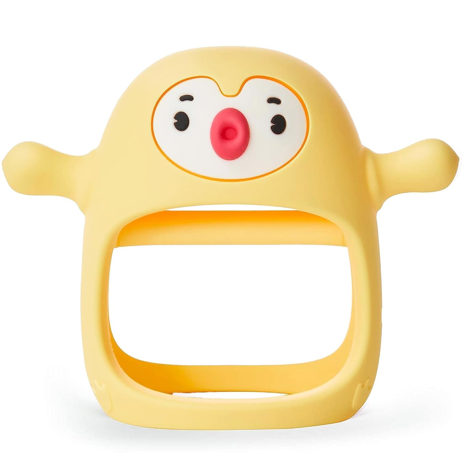 Penguin Buddy Never Drop Silicone Baby Teething Toy for 0-6month Infants, Baby Chew Toys for Teething Pain Relief, Hand Teether for 3-6Months,Gum Massager for Babies (Yellow)-image-26