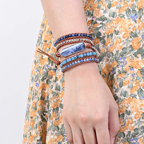 Ygline Created Beads Genuine Leather 5 Wrap Bracelet Handmade Summer Jewelry #TOP5