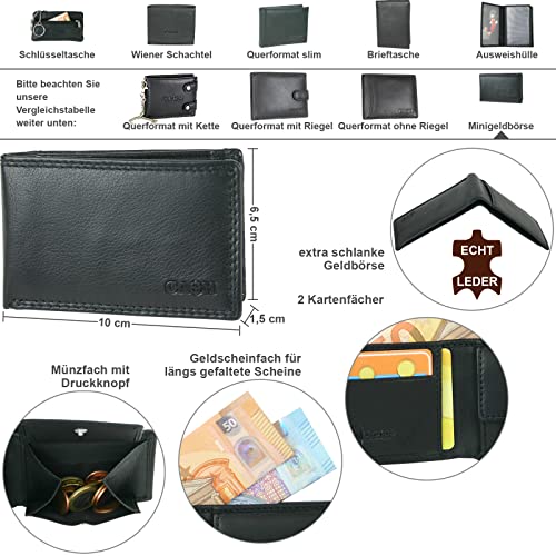 Mini Geldbörse CA$H aus Leder für Herren, extra klein und kompakt