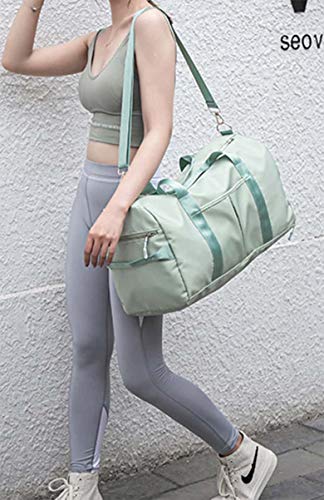 Lightweight Weekender Duffel Bags for Womens Girls Overnight Weekend Sport Gym Yoga Swim Travel Outdoor Vacation Carryon Checked Luggage Storage Adkx Personalized Duffle Bags with Wet Pocket (GREEN)