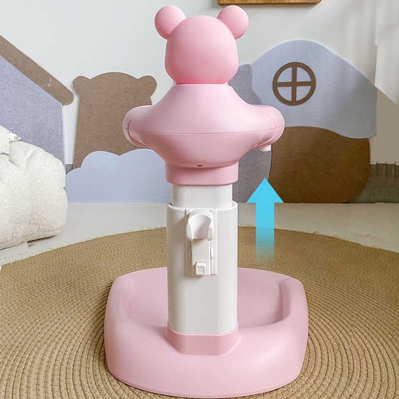 Image of Baby Shower Stand with Anti-Slip Base,Teddy Bear Shaped Bathtub Dish, Pink, Bath Assistant, Baby Bath(Beige)