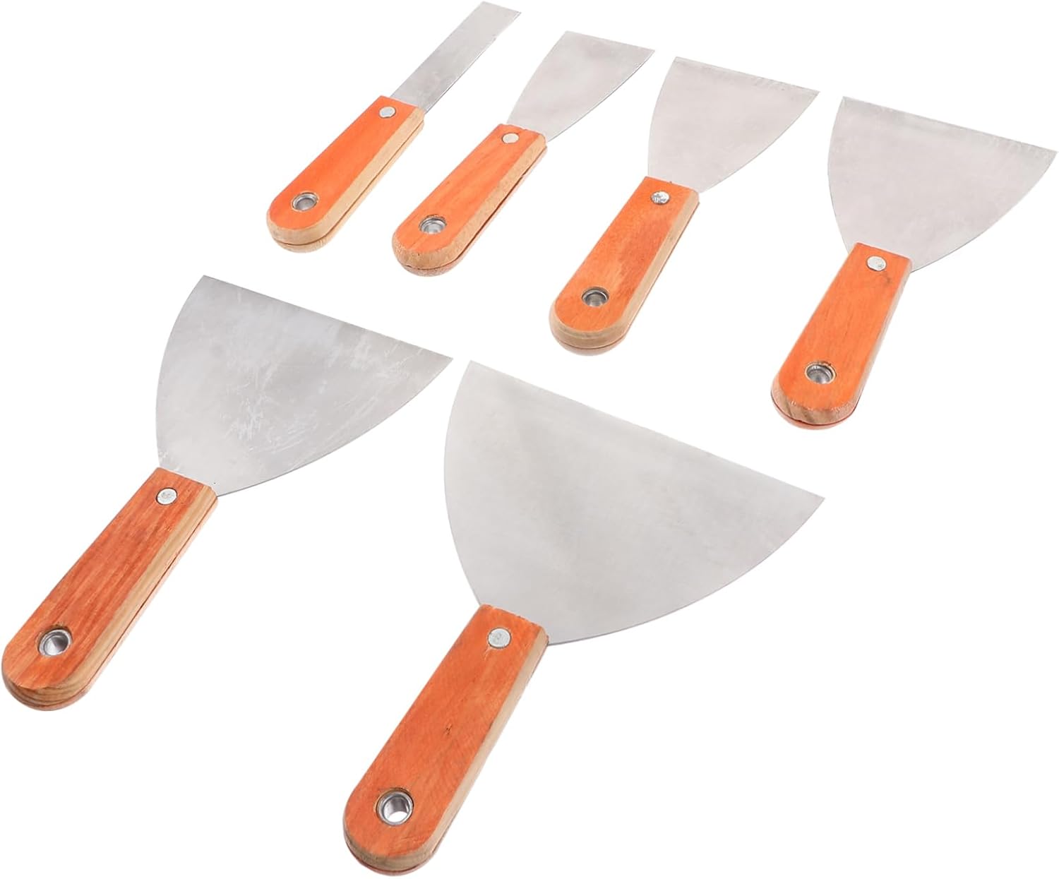 6pcs Wooden Handle Putty Cutters Plaster Knife Utility Blade Drywall Scrapper Bread Tool Polished House Supplies Easy Paint Caulk Application