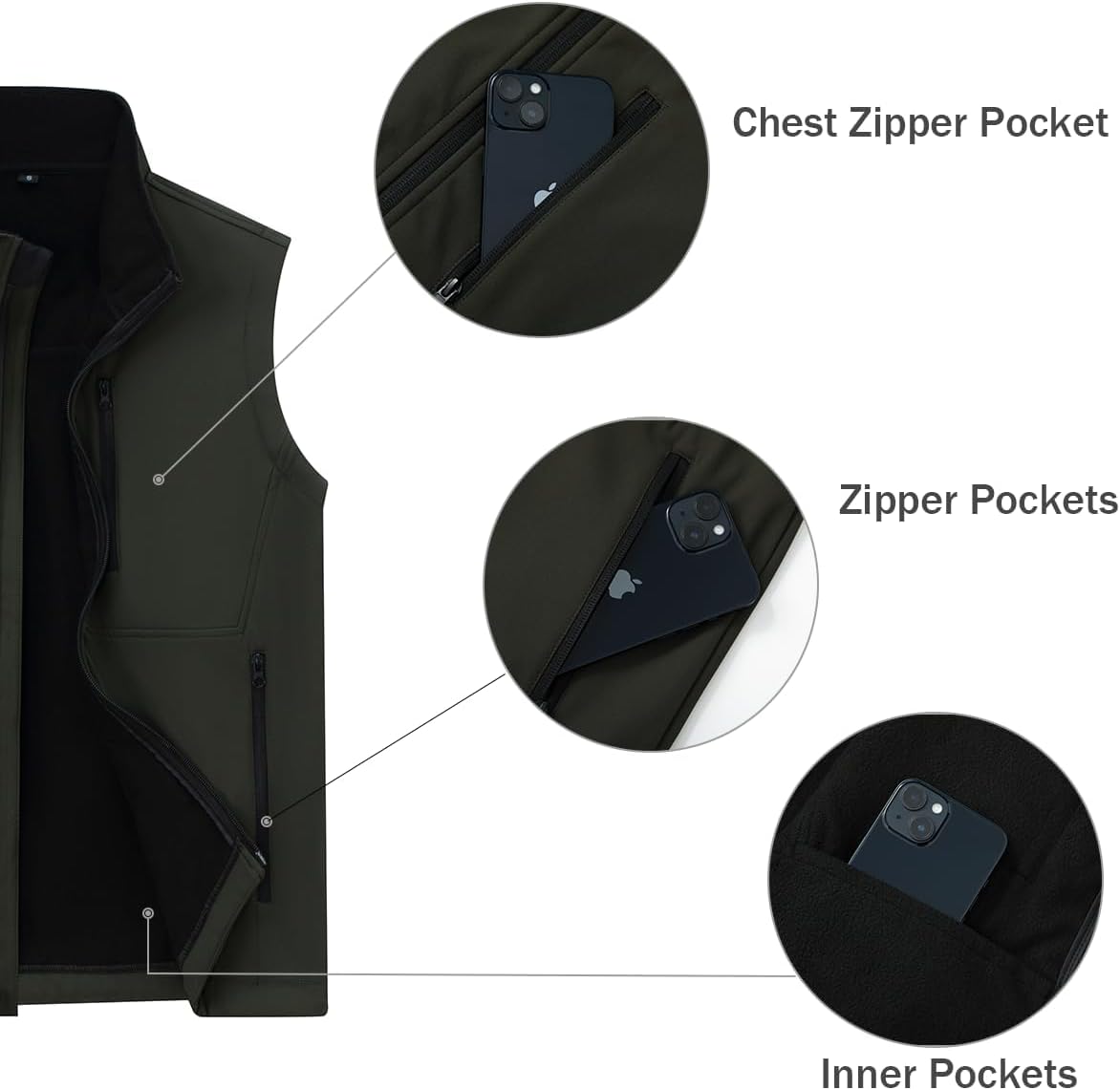 Msmsse Men's Outerwear Lightweight Vest Standing Collar Puffer Sleeveless Jacket for Hiking Running Golf - Image 2