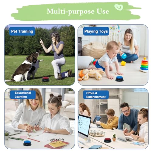 Gelabur Set von 2 Hunde-Tasten für die Kommunikation, Sprachaufzeichnbare Tasten, Hunde Training sprechen Tasten Starter Set, Haustier einfach sprechen Tasten Werkzeuge