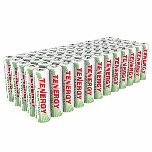 Tenergy Centura AA Rechargeable Batteries 2000mAh Pre-Charged Low Self Discharge for Remote Controllers, Toys, Flashlight, Mouses, 60 Count