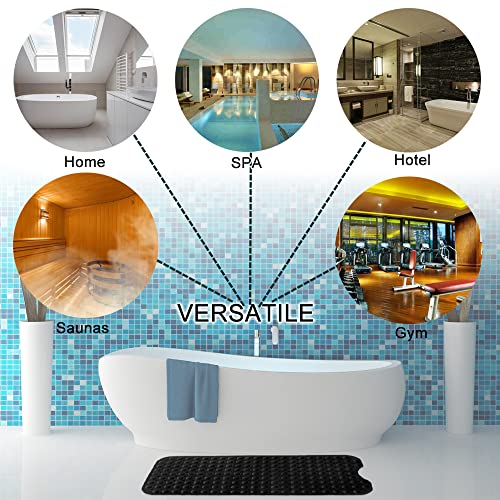 Linoows Bathtub and Shower Mats, Extra Long Non-Slip Bath Tub Mat 39 x 16 Inch, Machine Washable Bathmat with Suction Cups & Drain Holes for Bathroom Floor, Black by Linoows - Used condition - Image 7