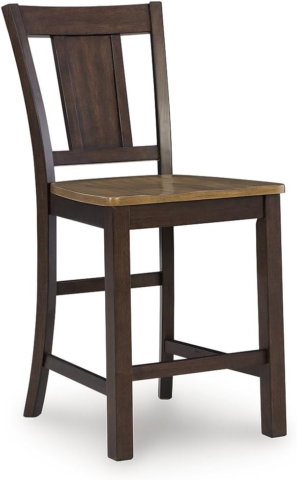 Signature Design by Ashley Sharlander Rustic Solid Wood 25" Counter Height Bar Stool, Set of 2, Light Brown & Dark Brown
