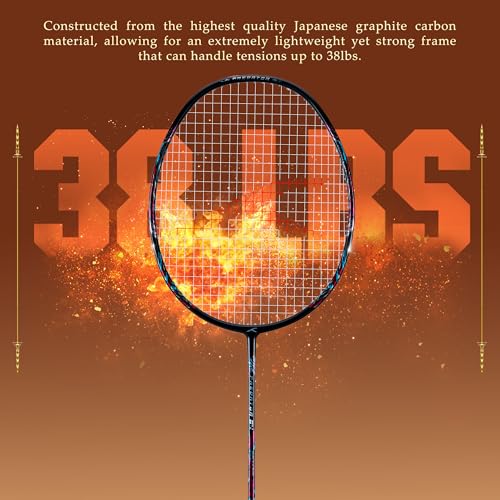 Image of Hundred Predator 84 Extreme Strung Badminton Racket with Full Racket Cover (Black)|