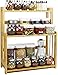 SMIBUY Estante grande de bambú para especias, organizador de almacenamiento de 3 niveles, soporte para botellas con estante ajustable (natural)