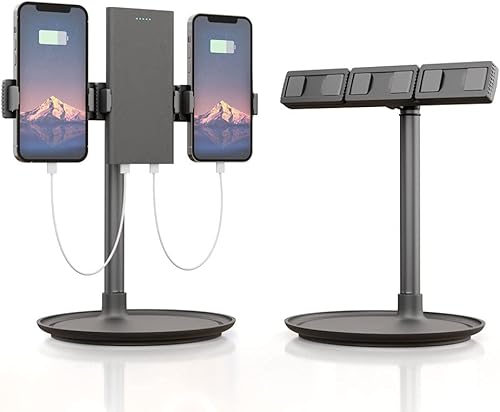 Soporte para teléfono, soporte para teléfono celular, soporte para múltiples teléfonos, altura ajustable, visión ilimitada, base estable, compatible
