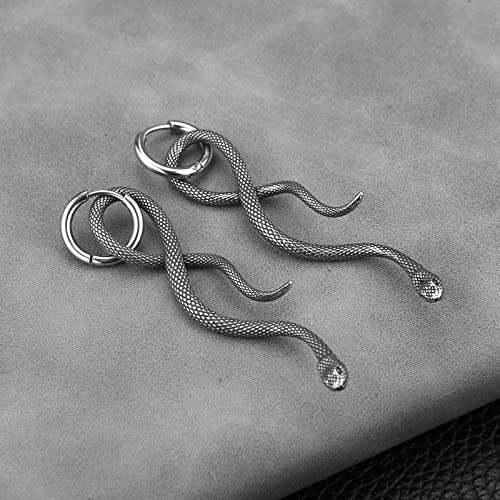 HZMAN Retro Snake Earring for Men Women Stainless Steel Gothic Punk Animal Snake Hoop Earrings Biker Party Jewelry Gift3