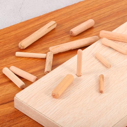 uxcell 150 pcs wooden dowel pins 6 x 30mm 024 x 118 inch wood dowels rods fluted dowel joints for grooved woodworking furniture craft