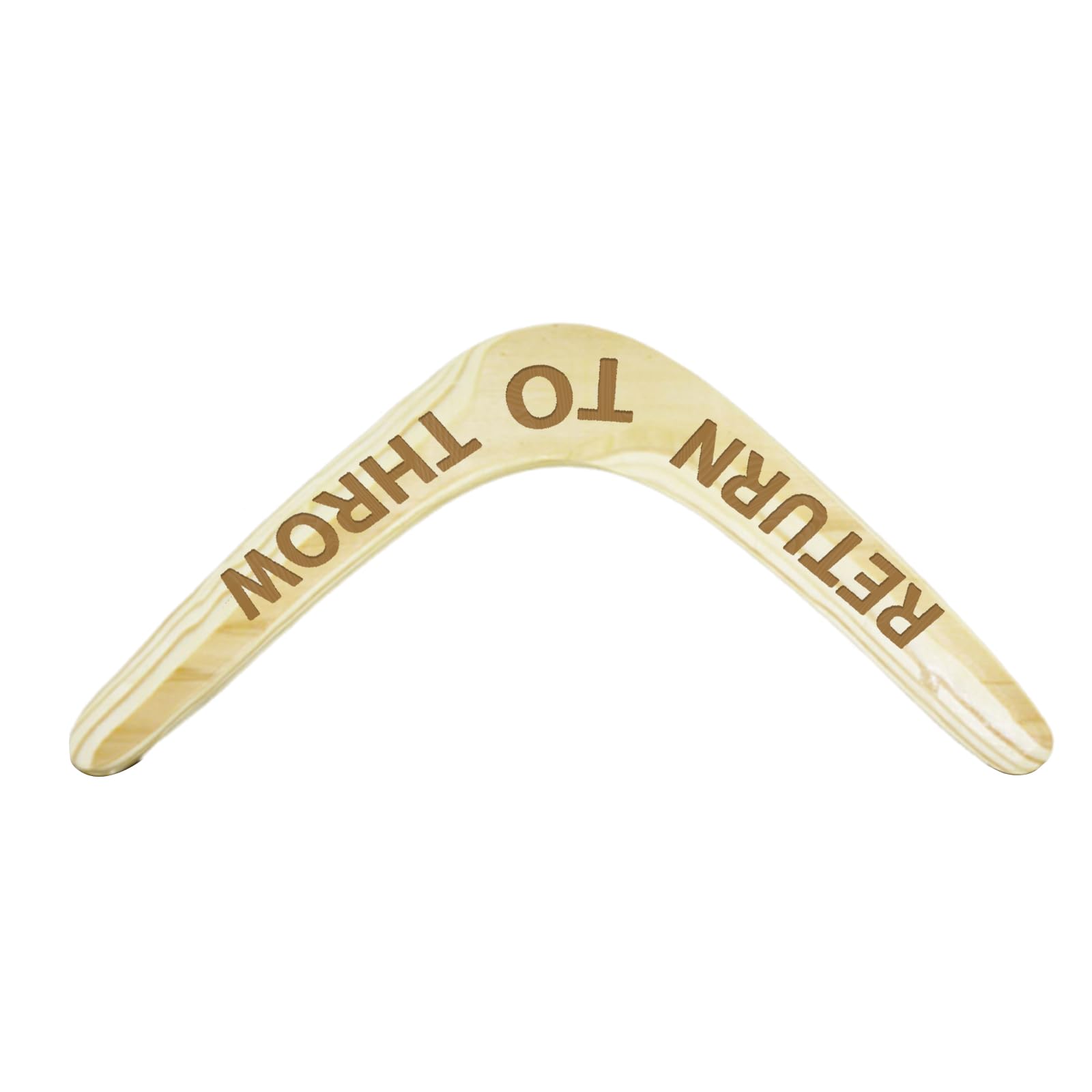 Personalized Wooden Boomerang with Custom Text Engraving, Professional Flying Boomerang for Kids & Adults, Outdoor Sport Gift for Family and Backyard Play (Beige)