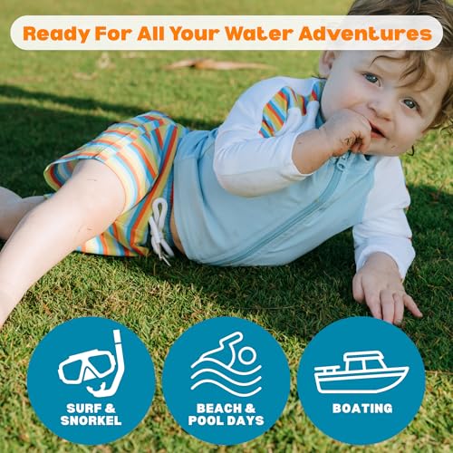 Image of SwimZip Boys' Long Sleeve Rash Guard & Swim Shorts Set - UPF 50+ Sun Protection