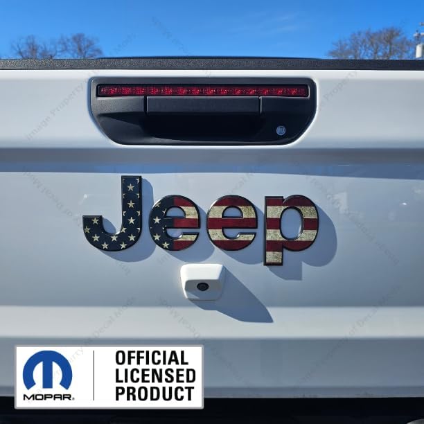 Decal Mods Rear Tailgate Jeep Flat Overlay Decal Graphic fits Jeep Gladiator/Wrangler JL/JT (2018-2026) Worn American Flag | FK2P2