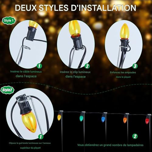 Piquets de lumières extérieures 30 cm en métal durable pour arrière-cour - 6