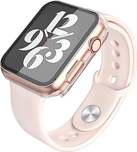 Image of Misxi 2 Pack Hard PC Case with Tempered Glass Screen Protector Compatible with Apple Watch SE 3 (2025) SE 2 SE Series 6 Series 5 Series 4 40mm, 1 Blue + 1 Transparent