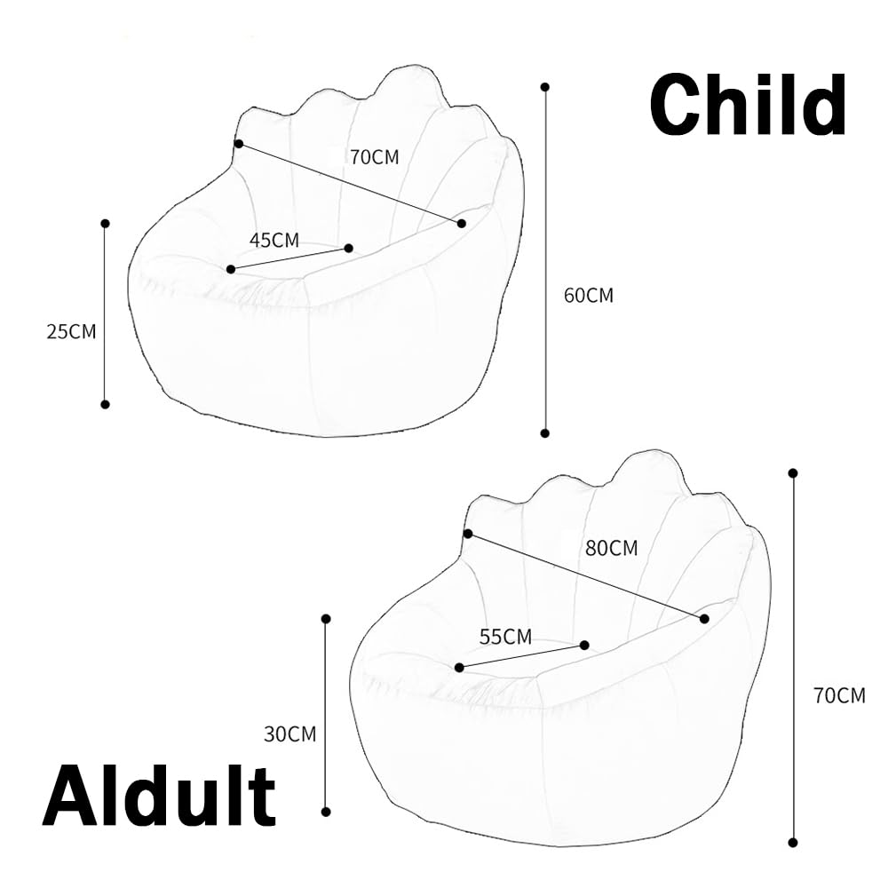 Highdi Pouf Poire Housse de Pouf pour Enfants Adultes sans Remplissage, Fleurs Pétale Filles Rangement de Jouets Stockage, Pouf Fauteuil Poire Salon Intérieur Extérieur (Rose,Aldult- 80x70cm)