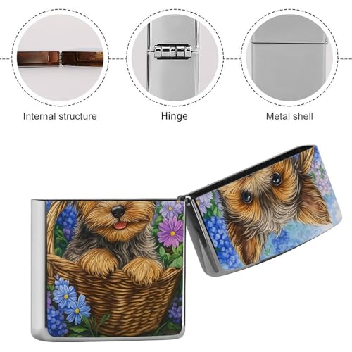 Estuche de encendedor clásico de cobre con diseño Puppy miniatura 5