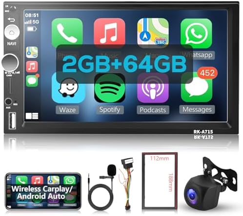 Hodozzy 8 Core 4G 64G Android Car Radio for Toyota Yaris 2005-2011.9 Inch IPS Touch Screen Navi with Wireless Carplay Android Auto, 2 DIN Radio Bluetooth DSP WiFi FM RDS Rearview Camera