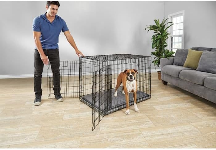 EveryYay by Petco Ultra Tough 2-Door Folding Dog Crate X-Large 43.41" L X 29.14" W X 30.4" H Without Handles 43.4"L x 29.1"W x 43.4"H Black