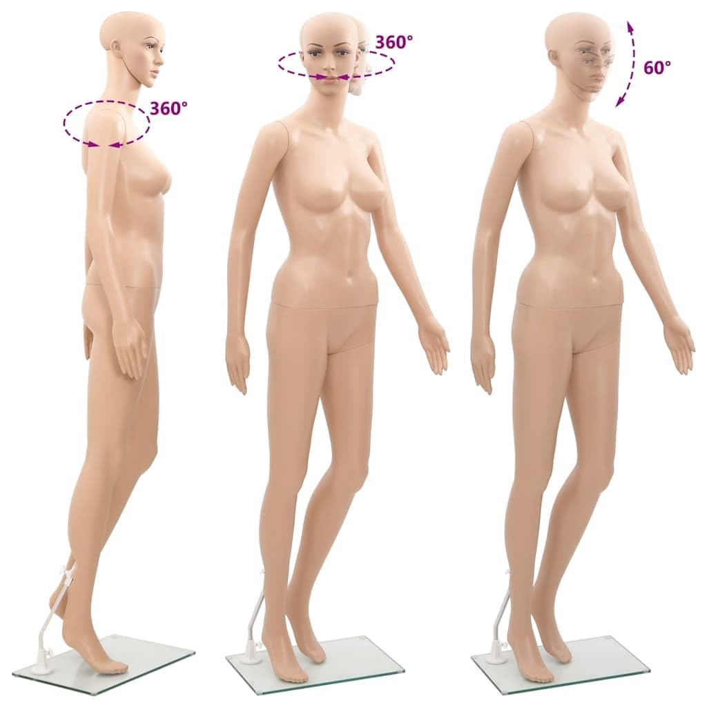 vidaXL Mannequin Femme 175 cm, Corps Complet Rotatif 360°, Idéal pour Présenter des Vêtements ou Vitrine de Magasin, Beige