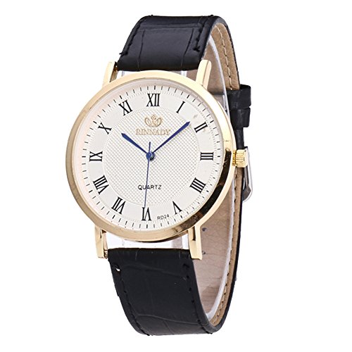 Preisvergleich Produktbild Juliyues Herren Römische Zahlen Analog Quartz Uhren Armband mit Lederband