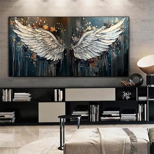 Toile minimaliste horizontale pour habiller un grand mur de séjour