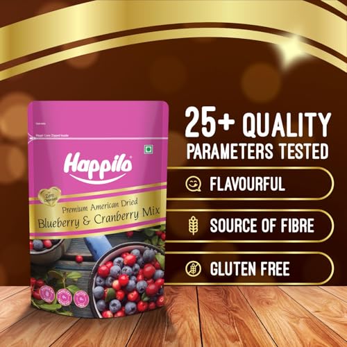 Image of Happilo Premium Dried Blueberry Cranberry Duet 200g (Pack Of 3), Rich in Antioxidants, Fiber and Essential Nutrients, Wholesome Treat