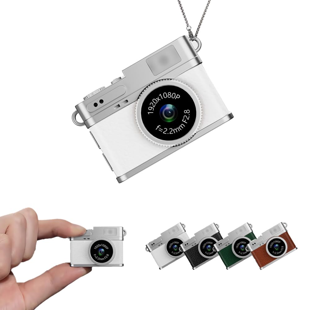 Retro Mini Digital Video Keychain Camer Small bodycam 1080P HD Video Go Cam 0.96" IPS Screen 4 Colors Type-C Pro 44x27x23mm 17g 8GB Pocket Video Recorder for Travel Study Sport Recording (White)-image-47