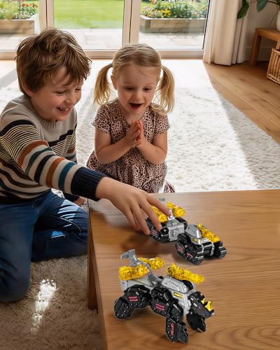Image of Collision Transforming Dinosaur Car Toys, 2 in 1 Magnetic Car Transform into Dinosaur Toys, Dino Robot Toy, Deformation Car Birthday Easter Party Gifts for Kids Boys Girls, Black