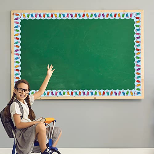 Image of Whaline 69Ft Back to School Bulletin Board Borders Colorful Pencil Apples Border Trim Stickers Welcome Back First Day of School Decorations for Classroom Chalkboard Home Party Decor