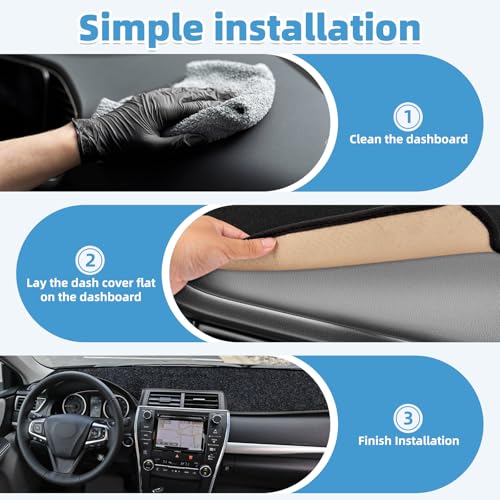Image of Dash Cover Mat Compatible with Toyota Camry 2012-2017 Non-Slip Dashboard Cover Mat Sunshade UV Rays Protector Interior Accessories