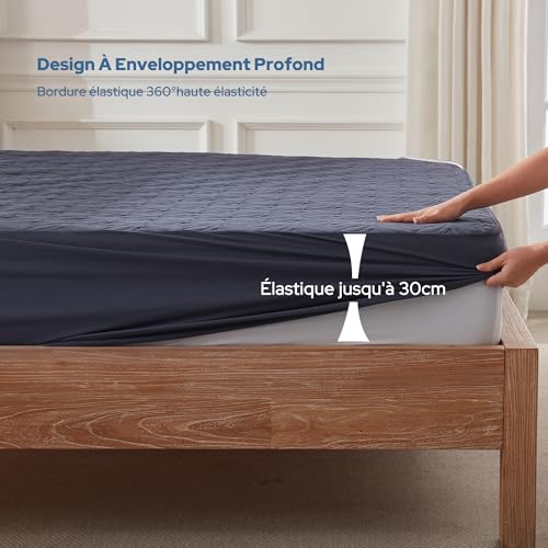 BEDLORE Matratzenschoner 90 x 200 cm, wasserdichte Matratzenauflage, geräuschloser Matratzenbezug mit tiefer Tasche – weich, atmungsaktiv und komfortabel (Blau)