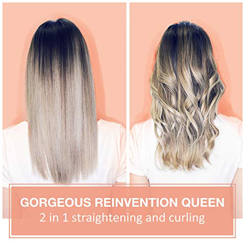 Homitt Professional Salon Hair Straightene and Curler Negative Ions, Ceramic Flat Iron for Hair with Dual Voltage &LCD 250°F-450°F, 3D Floating Plates Twist Straightening Iron for All Hair Style