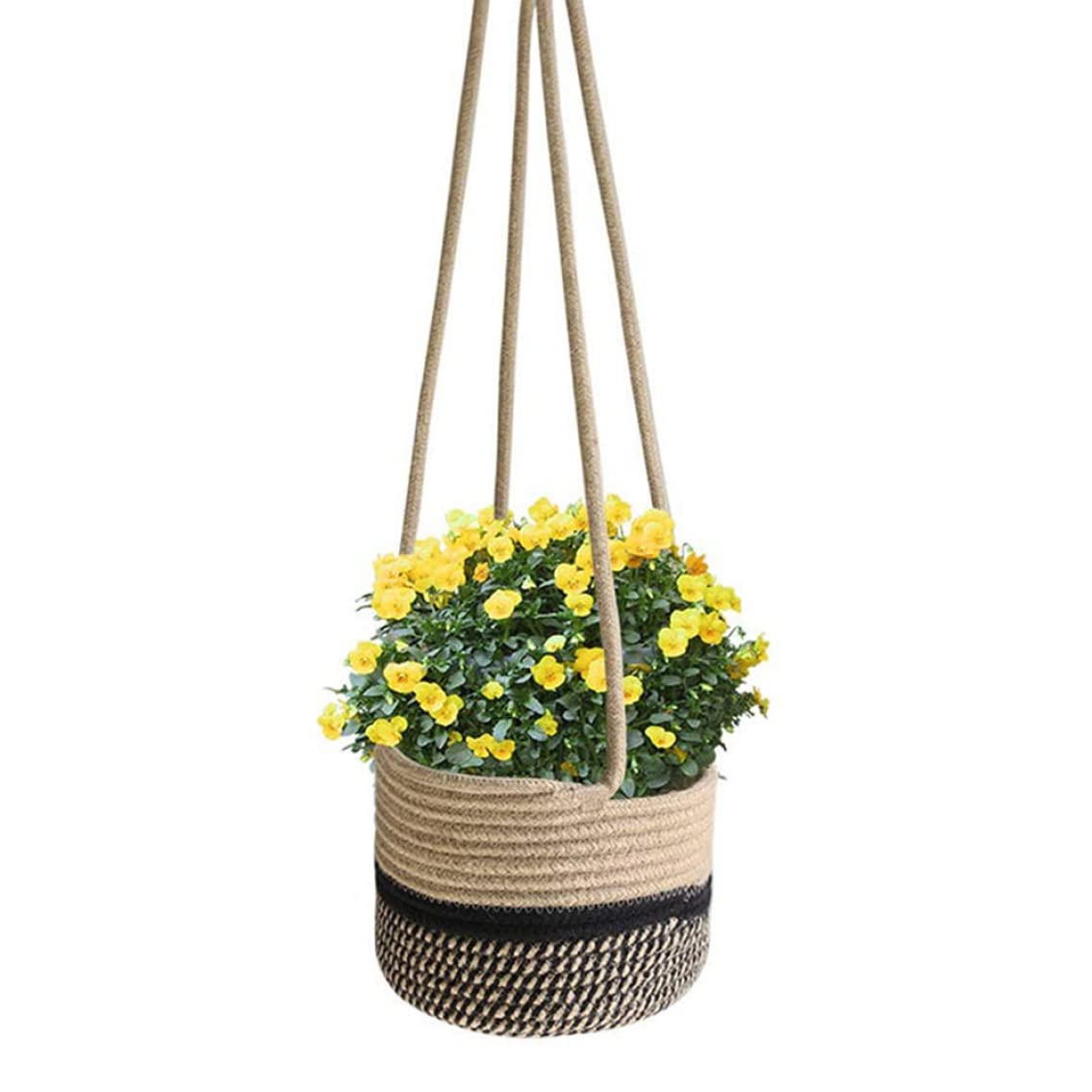 Pots de Plantes Suspendus Macramé Jute pour Panier Fleurs Intérieur Extérieur