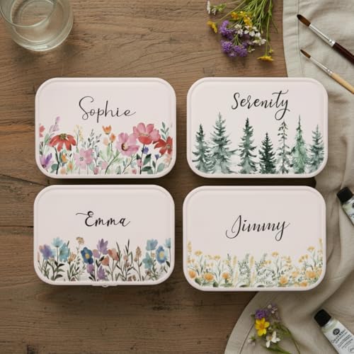 Image of PRIMIT Personalized Jewelry Box for Women & Girls - Travel Jewelry Organizer with Custom Name & Floral Design, Bridesmaid, Wedding, Anniversary (Pink)