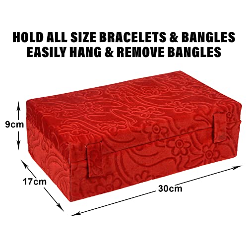 Image of Kuber Industries Wooden Bangle Box For Woman|2 Rod Bangle Storage Box Organizer|Solid Lid & Handle|MAROON