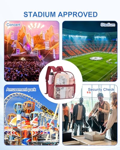 Image of Clear Backpack for Stadium Events, 12x12x6 Small Clear Plastic bag with Reinforced Straps for Game Security Festival Concert