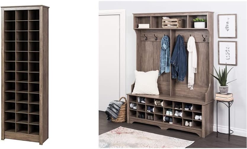 Prepac 36 Pair Shoe Storage Rack, Drifted Gray & 24 Shoe