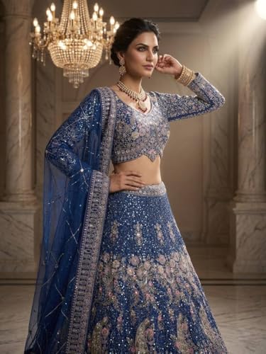 Image of Lehenga choli For Womens and Girls Soft Butterfly Net Lehenga Choli with Coding Sequins Work Dupatta | Semi Stitched Designer Ethnic Set